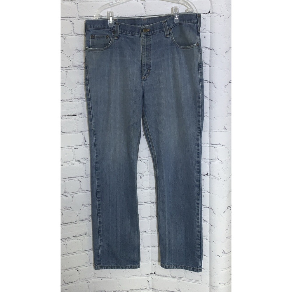 Carhartt Men's 38x32 Jeans Straight Leg Traditional Fit Blue Denim 101496-420